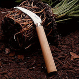 Cuchillo de jardín con filo de 30 grados, hoja de acero inoxidable y mango de madera - Herramienta de jardinería ergonómica para podar, rastrillar, cortar raíces - Diseño duradero y resistente a la herrumbre, no necesita batería, herramienta de jardinerí