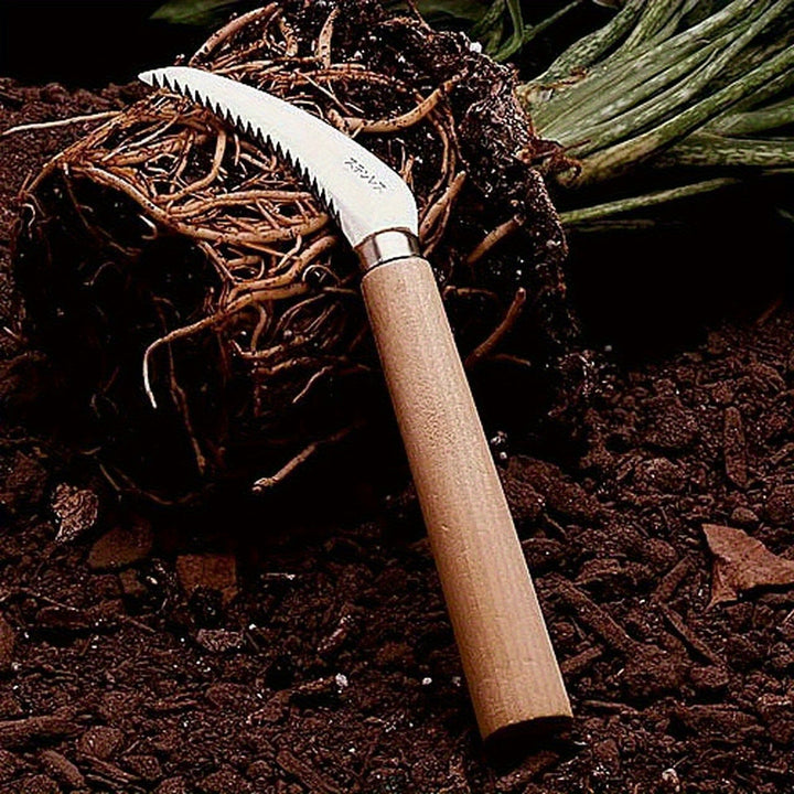 Cuchillo de jardín con filo de 30 grados, hoja de acero inoxidable y mango de madera - Herramienta de jardinería ergonómica para podar, rastrillar, cortar raíces - Diseño duradero y resistente a la herrumbre, no necesita batería, herramienta de jardinerí