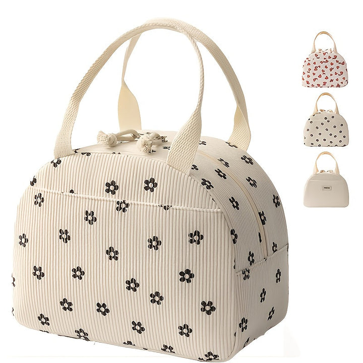 Bolsa de almuerzo aislada para mujeres y hombres - Contenedor de alimentos con diseño floral, resistente al agua, de poliéster duradero, ideal para la escuela, viajes, pícnic y trabajo, caja de almuerzo aislada, sin contacto con alimentos.