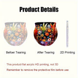 Jarrón Acrílico Plano Estilo Bohemio 2D - Decoración de Escritorio con Flores Vibrantes para Hogar y Oficina, Regalo de Navidad, Sin Necesidad de Electricidad, Decoración Bohemia, Adorno de Escritorio, Artesanía Artística, Diseño Colorido