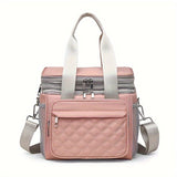 bolso Tote de Almacenamiento Multifuncional para el Hogar y Exteriores con Doble Capa en Rejilla Romboide, Gran Capacidad, No Contacto con Alimentos