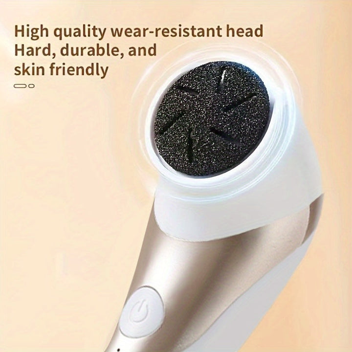 Lima de pies eléctrica para eliminar callos - Recargable por USB, herramienta de pedicura portátil con diseño antideslizante para pies suaves, batería de litio de 700mAh, material ABS duradero, ideal para uso en casa