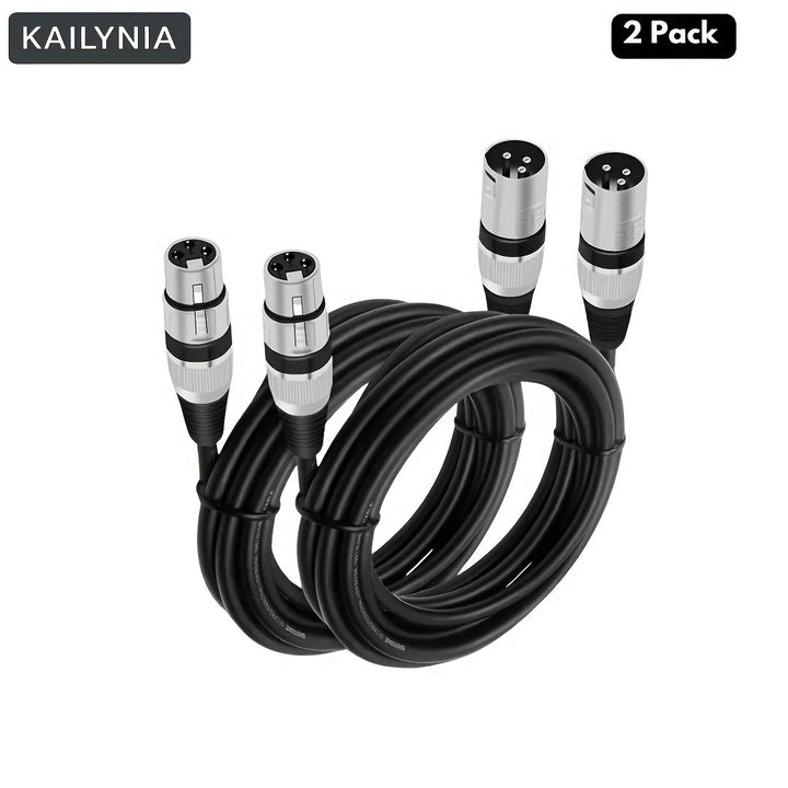 2 Piezas de Cable XLR Profesional KAILYNIA 3 Pines, Macho a Hembra, Cables Blindados para Estudio, Micrófono a Mezclador, Podcasting y Altavoces Activos - Varios Longitudes Disponibles