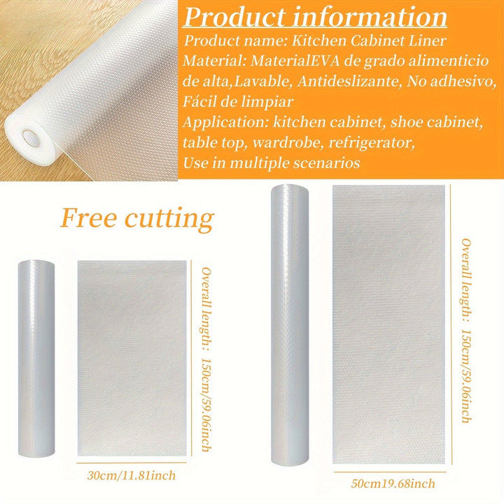 1 Rollo de Forro para Gabinetes de Cocina, Forro para Estante y Cajón, Alfombrilla Impermeable Antideslizante a Prueba de Polvo para Nevera y Mesa, Papel Multiusos para Armarios de Cocina, Material Espeso EVA, Forros para Estanterías