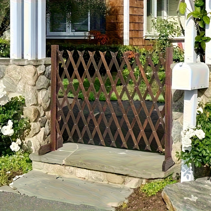 Cerca de Madera Expandable de 200cm, Resistente al Clima, con Diseño de Látice para Plantas Climbadoras, Protección de Jardín y Perros, Cerca Decorative, Enclosura Protective para Perros, Acabado Natural de Madera