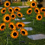 Linterna de césped artificial con girasol solar de 3 cabezas para jardín exterior, decoración con lámpara LED solar para terraza, jardín y patio, ideal para Halloween y Acción de Gracias