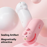 Mini máquina selladora de cerdito linda, adhesivo magnético para bolsas de refrigerador, sellado manual portátil doméstico con atracción magnética para evitar fugas de aire y humedad