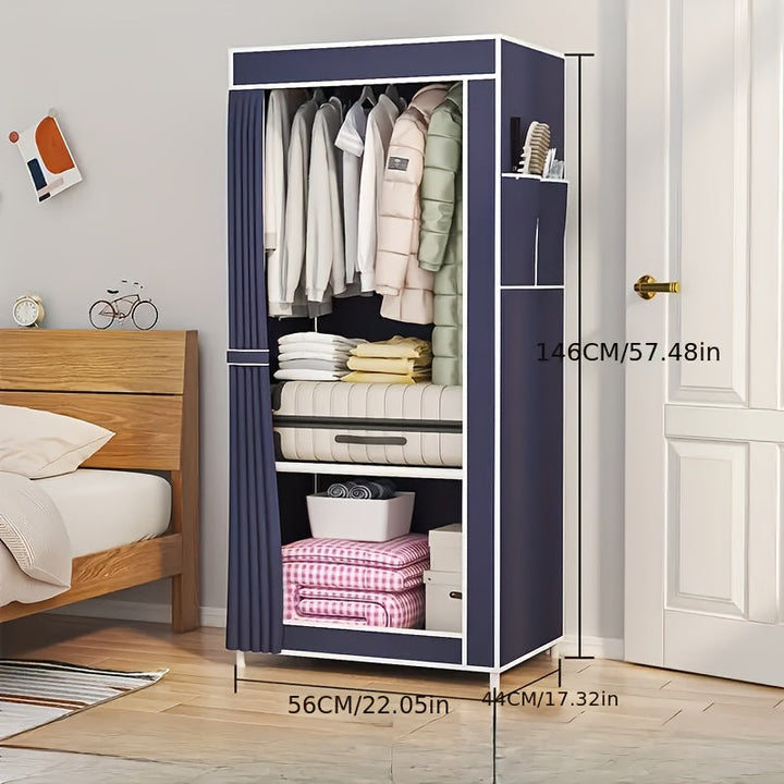 1 caja de almacenamiento portátil para armario - Montaje rápido, estructura de acero resistente y tela no tejida duradera, organizador plegable de varias capas con puerta transparente para espacios pequeños, dormitorios, apartamentos - Solución de almace