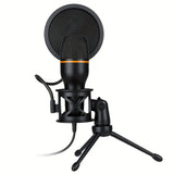 Microfono de Condensador USB ZEALSOUND con Soporte Trípode Ajustable, Iluminación RGB y Filtro Anti-Pop para Computadora - Plug & Play, Sin Controladores Necesarios para Transmisión, Juegos, Podcasts, Grabación de Voz - Compatible con PC, Portátil, Escri