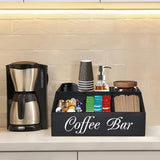 1pc Clásico Organizador de Barra de Café de Madera, Almacenamiento de Múltiples Compartimentos para Accesorios de Café, Condimentos y Cápsulas, Canastas de Estantería