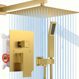 Conjunto de Ducha con Cabezal de Lluvia y Rociador Manual, Grifo de Alta Presión para Ducha Incluye Válvula de Montaje Interno y Moldura Decorativa en Color Dorado Pulido 30.48 cm