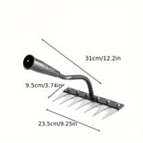 1pc Rastrillo Manual de Alta Resistencia - con Puntas Afiladas para Cavar, Jardinería, Grava y Nieve - Construcción Metálica Robusta, Sin Necesidad de Electricidad - Ideal para Uso Doméstico, Profesional y Comercial - Herramienta para Césped, Patio, Gran