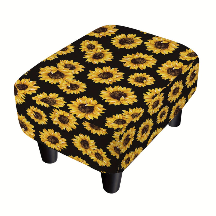 Taburete pequeño con diseño de crisantemo, taburete cuadrado de lino suave, taburete bajo para cambiar zapatos para uso doméstico.