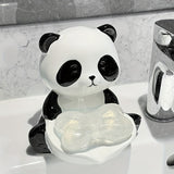Plato para Jabón de Panda Lindo con Drenaje - Sin Acumulación de Agua, Diseño Independiente, Decoración de Baño o Cocina en Porcelana Blanca y Negra, Incluye Soporte para Jabón para Almacenamiento Fácil