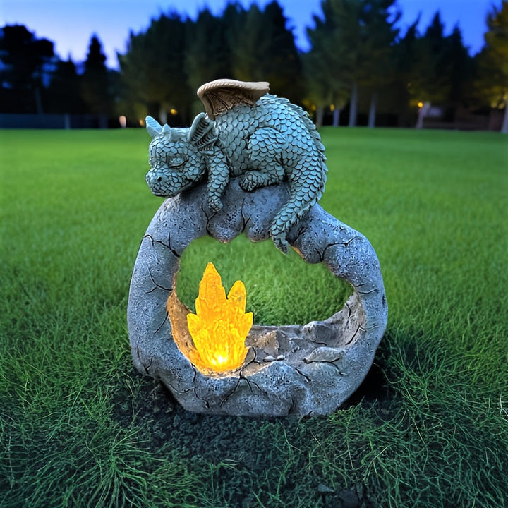 XXOASIS Estatua de Dinosaurio con Energía Solar y Detalles de Cristal - Decoración para Jardín y Césped Exterior, Luz de Paisaje Recargable, Lámpara Solar de Cristal, Dinosaurio, Patio de Jardín, Decoración de Césped