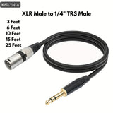 KAILYNIA Cable de audio balanceado profesional TRS macho de 1/4" a XLR macho, para conexión de mezclador y micrófono - Negro, tamaño universal, 3 pies/6 pies/10 pies/15 pies/20 pies/30 pies, 1 paquete, forma redonda, conector macho a macho, cable Etherne