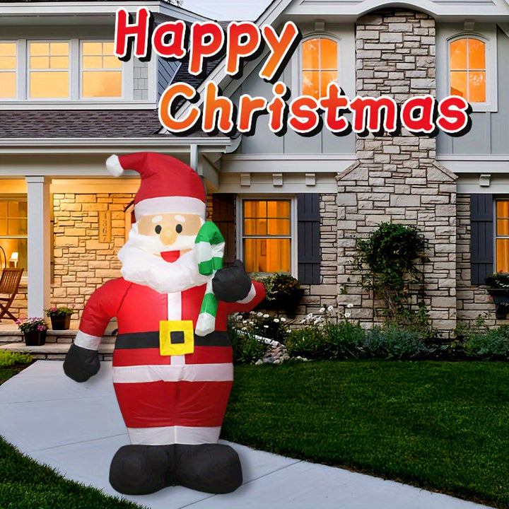 Santa Claus inflable de 121.92 cm con bastón de caramelo, decoración navideña autosoportada, enchufe incluido, para decoración de jardín en fiestas
