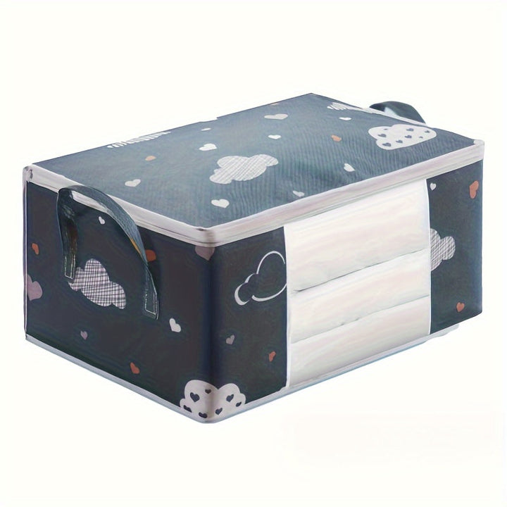 1pc Bolsa de almacenamiento de edredón tejida con asas, multifunción a prueba de polvo, a prueba de humedad, gran capacidad, bolsa de mudanza para el hogar, sin perfume, no necesita electricidad ni batería