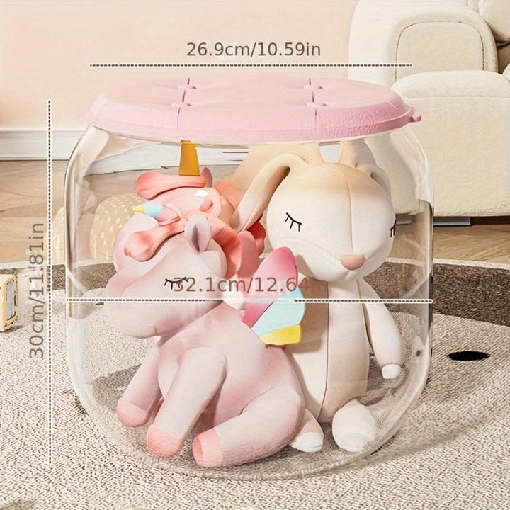 Organizador de Juguetes de Peluche con Cubo y Taburete Sentado, Transparente - 1/2 piezas