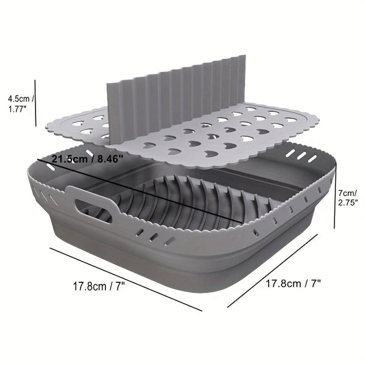 Bandeja de silicona para freidora de aire de alta calidad de 21.59 cm con divisor, forma cuadrada/redonda, Eid Al-Adha Mubarak