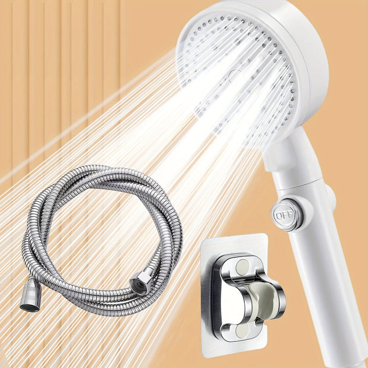Juego de cabezal de ducha portátil TATUKIKO, montaje en pared, acabado pulido, blanco crema, con presión, con kit de instalación y modo de ahorro de agua, para baño, accesorio de cabezal de ducha|Aspecto moderno|Acabado pulido, cabezal de ducha y manguer