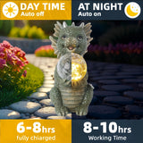 1pc Lámpara de jardín de energía solar, Dragón mono con globo de vidrio, tema de fantasía de resina Decoración al aire libre recargable, batería de níquel, control de interruptor, acabado pintado, para jardín, patio, cesped