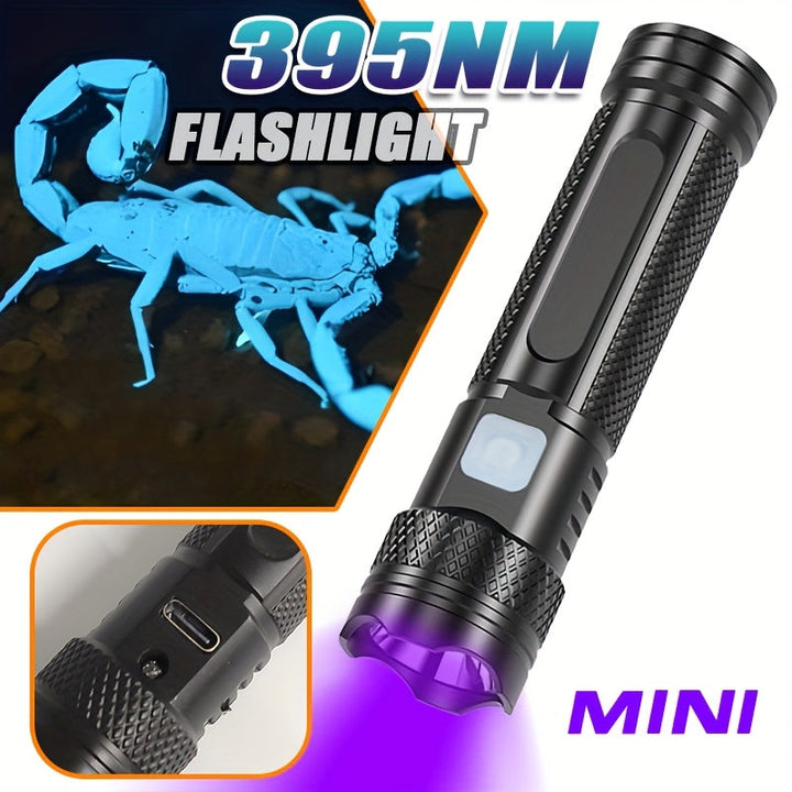 1 pieza, linterna LED de curado de esmalte de uñas, mini linterna portátil negra recargable por USB para cazar escorpiones, inspección de hoteles, detección de artículos de valor, luz suave, ocio y entretenimiento, lámpara de curado de esmalte de uñas