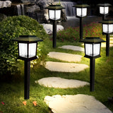 6 luces solares para tierra - Iluminación de senderos al aire libre con LED vintage, foco cálido/blanco, encendido/apagado automático, fácil de instalar, perfectas para jardín, cabaña, parque, carretera - Regalos ideales para Navidad y Halloween, ilumina