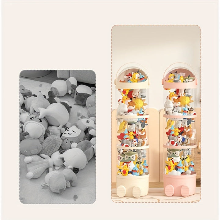 1pc Tubo de Almacenamiento para Animales de Peluche Versión Ampliada 2025, Organizador Vertical de Juguetes, Cubeta Transparente con Tapa para Juguete y Animalito
