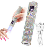 Secador de uñas portátil con cristales brillantes - Recargable por USB, batería de litio, ideal para manicura y pedicura, diseño compacto para viajes, esenciales para el cuidado de las uñas | Lámpara de uñas recargable | Secador de uñas duradero, accesor