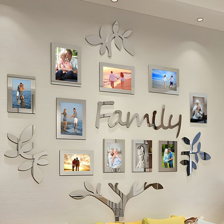Adhesivos de pared tridimensionales en forma de árbol para marco de fotos creativo, decoración de fondo para comedor, entrada del salón y dormitorio