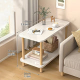 Mesita de Madera Blanca de 2 Niveles con Panel de Corcho en la Parte Superior - Diseño Ahorra-Espacio, Mesa de Noche Multifuncional para Sala de Estar, Dormitorio o Balcón, Estante de Almacenamiento Espacioso, Fácil Montaje