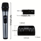 Micrófono inalámbrico Heikuding de 2.4GHz con base ajustable de 105°, montaje con clip y soporte de almacenamiento - Alimentado por USB/batería, diseño compacto para presentaciones en vivo y podcasting (negro/gris), equipo para podcasting, diseño elegant