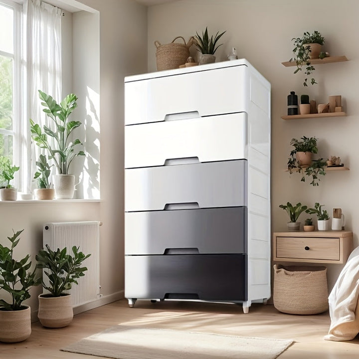 Armario Rodante Multifuncional de 3/4/5 con Cajones Antipolvo, Gran Capacidad y Estantes Anchos