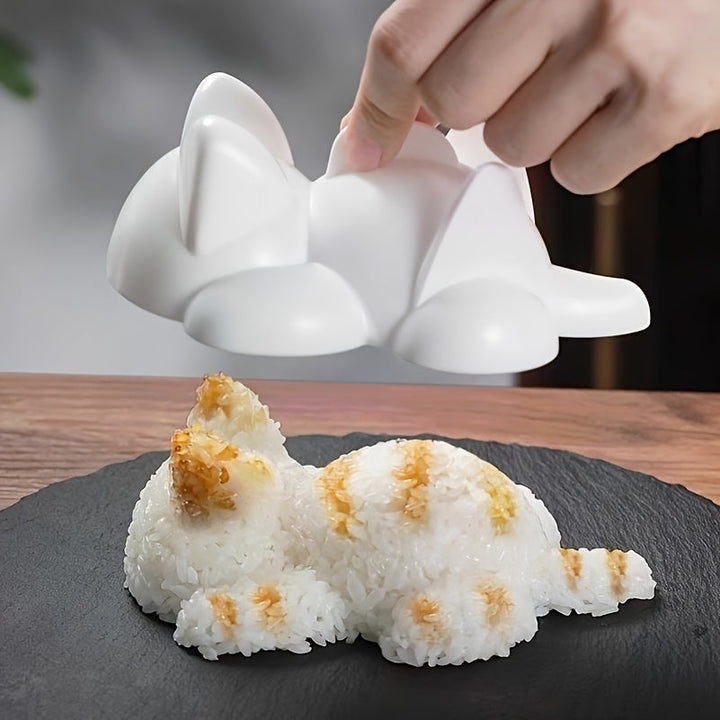 Molde de bola de arroz con forma de gato, plástico, puede contener 200 g de arroz, adecuado para rollos de sushi y algas marinas, cocinas caseras, picnics y cajas bento.