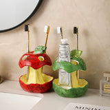 1pc estante de cerámica en forma de manzana para pasta dental y cepillo, reutilizable, ideal para tocador del baño, disponible en dos estilos y colores, decoración navideña o de Halloween