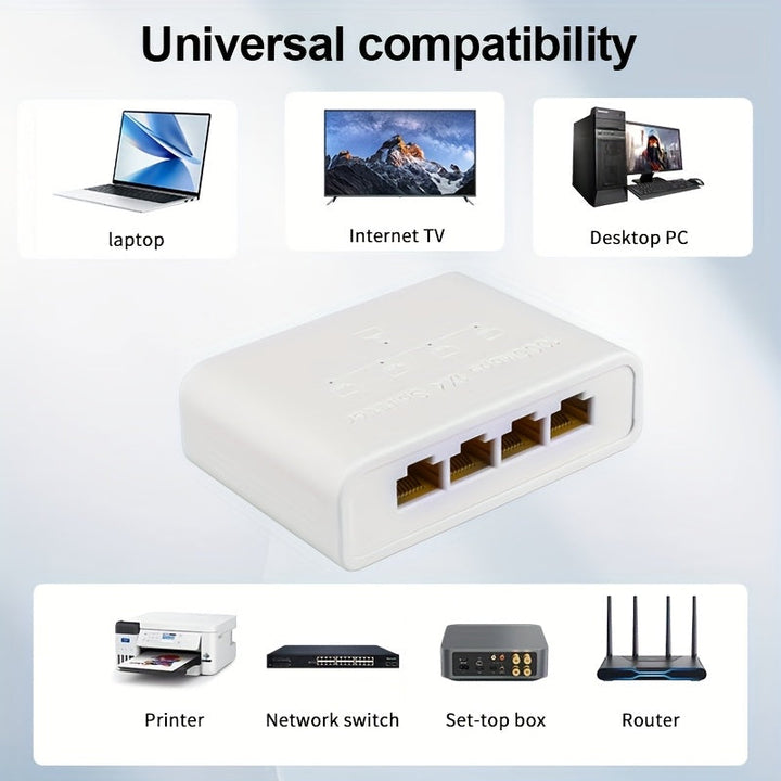 Conmutador de red, extensor de cable de red Ethernet, soporta hasta 1 Gbps, extiende cuatro puertos con un cable, plug-and-play, amplia compatibilidad, alta potencia, fuerte disipación de calor, rendimiento estable y eficiente, más seguro, pequeño y port