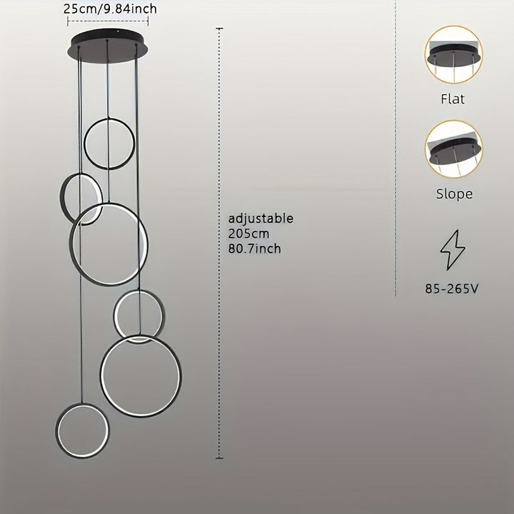 1pc Lámpara de Techo LED Moderna con Diseño Ajustable en Forma de Anillo para Sala de Estar, Dormitorio, Comedor - Ideal para Hogar, Oficina, Restaurante, Vestíbulo de Hotel, Salón de Exposiciones - Con Cableado Fijo