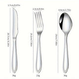 Juego de cubiertos de acero inoxidable, 12 piezas, pulido espejo, apto para lavavajillas, ideal para comedor en casa