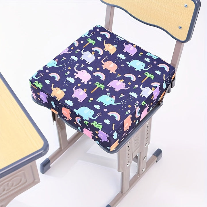 Silla de comedor con aumento de asiento, elemento animal, lavable, con 2 cinturones de seguridad, adecuada para mesa de comedor, escuela, exteriores, oficina, cojín portátil para viajes que aumenta la altura.
