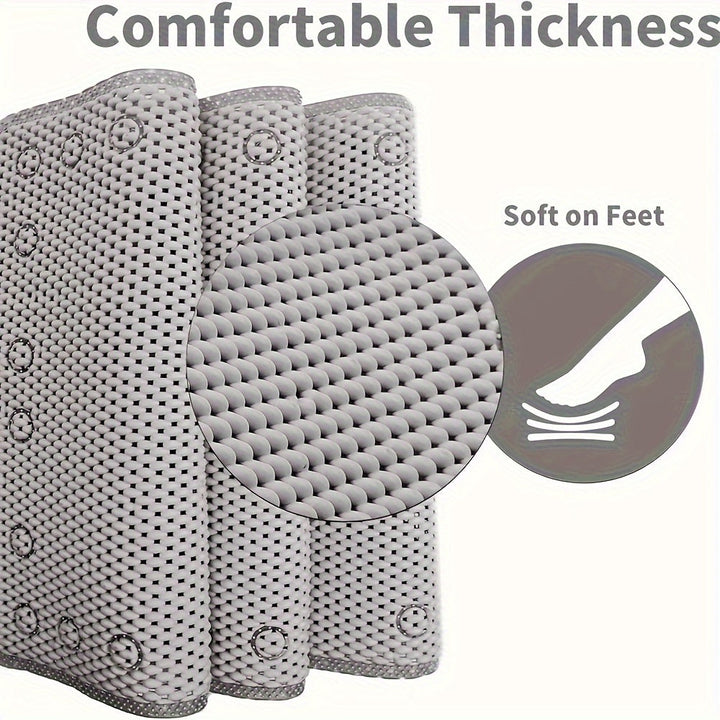 Tapete de baño antideslizante de PVC con ventosas para bañera y ducha - Cómodo tapete de bañera de espuma, fácil drenaje, diseño sin desbordamiento, apto para niños y adultos (1 unidad)