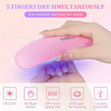 50 Piezas de Lámpara Portátil Mini para Uñas con 6 Bombillas LED - Secador de Gel Plegable USB, Secado Rápido en 60s para Manos y Pies, Diseño Rosa y Blanco para Salón y Hogar