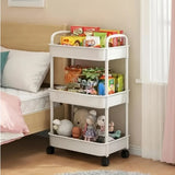Carro de Almacenamiento Rodante de 3 Niveles con Ruedas - Organizador Compacto Multiusos para Cocina, Baño y Dormitorio - Diseño Fácil de Mover con Mango Flexible, Estantería Ahorradora de Espacio, Carrito de Baño, Construcción Robusta, Estantes