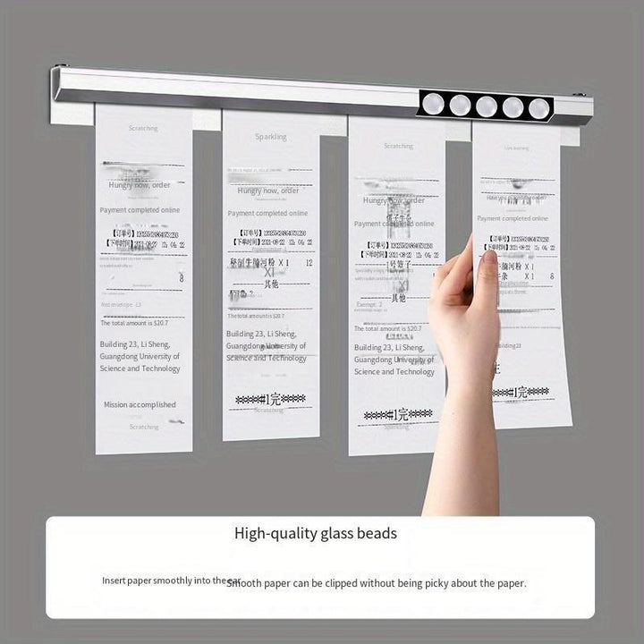 Sistema de portapapeles sin taladro de varios tamaños - Organizador de cocina de aluminio resistente para menús de comida para llevar y recibos - Soporte para tickets de grado comercial para cocinas y oficinas, instalación sin herramientas con flujo de p
