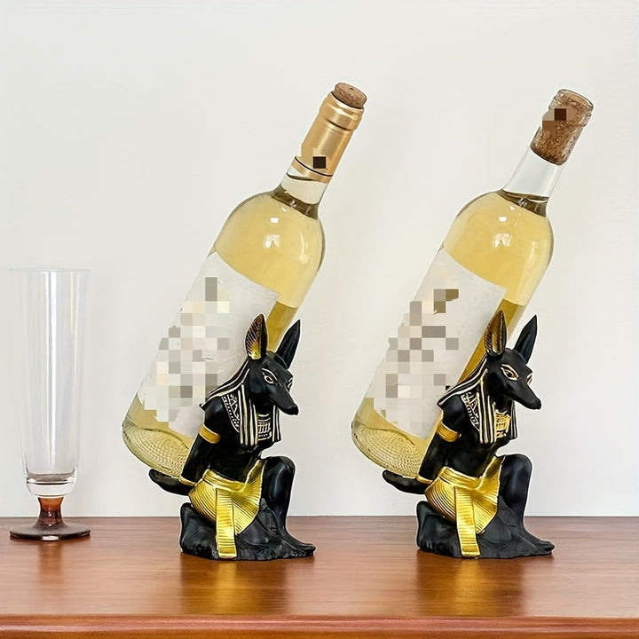1/2pcs Soporte de Vino Anubis Dios del Perro, Base para Juegos Artesanal, Decoración Creativa en Resina con Tema Egipcio, Adorno de Escritorio
