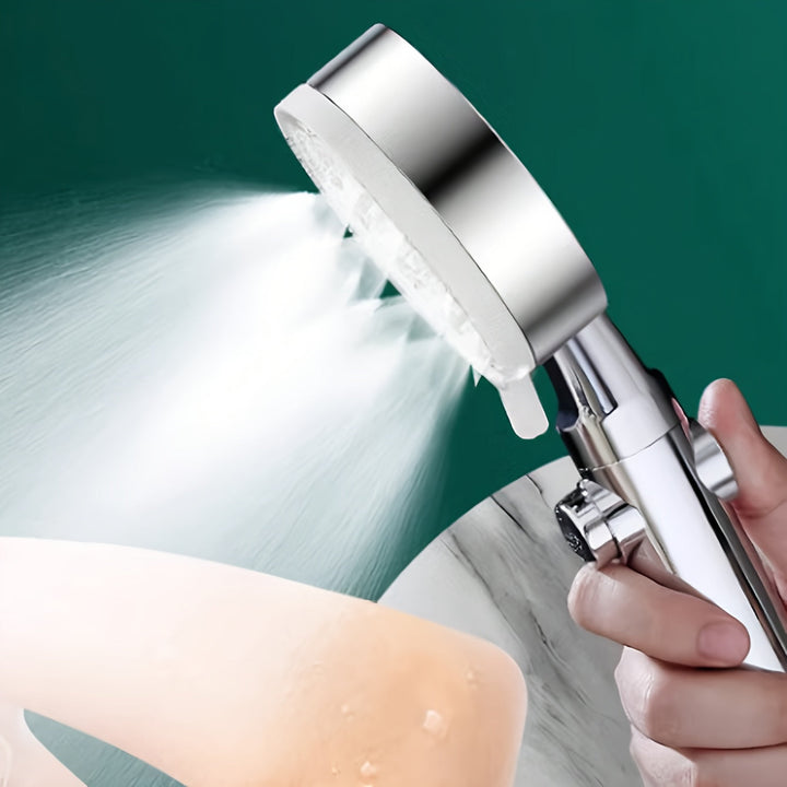 Nuevo Llave de Parada de Agua Plateada de Cinco Velocidades: Cabezal de Ducha con Filtro Presurizado, Calentador de Agua de Ducha, Agua Purificada para el Hogar, Set de Belleza de Descloración, Estilo Clásico