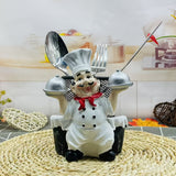 Organizador de cubiertos de acero inoxidable con forma de chef, soporte metálico pulido con doble almacenamiento para platos, decoración de cocina y comedor, 1 unidad