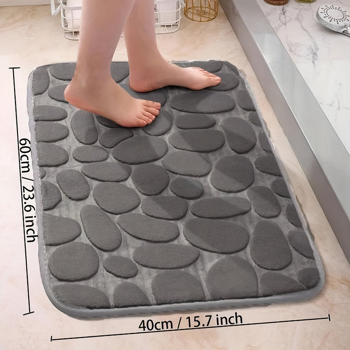 1pc Alfombra De Baño De Espuma Viscoelástica Suave Y Cómoda Con Relieve De Adoquines - Absorbente De Agua Rápido Y Lavable - Antideslizante - Perfecto Para La Habitación De La Ducha Y Accesorios De Baño, Decoración De Otoño, Decoraciones De Baño