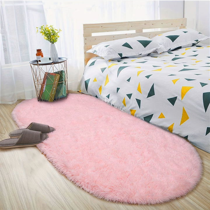 1pc Alfombra Larga de Peluche para Dormitorio, Suave y Agradable a la Piel, Fácil de Cuidar, Buen Antideslizante, Para Usar al Lado de la Cama