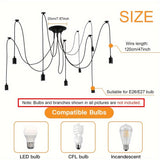 Lámpara Colgante Retro de 3/5/6/8 Cabezas DIY con Base de Lámpara Múltiple E27, Lámparas Industriales para Colgar en Cafeterías y Bares, Luces Colgantes de Araña